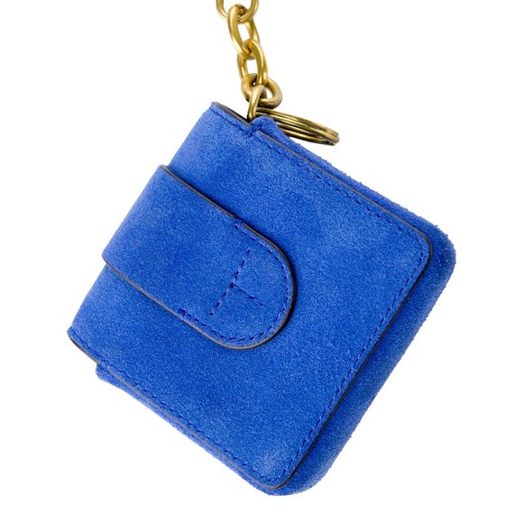 Tory Burch $128 SAWYER MINI BAG KEY FOB CHARM Blue Dahlia Suede - Picture 7 of 8